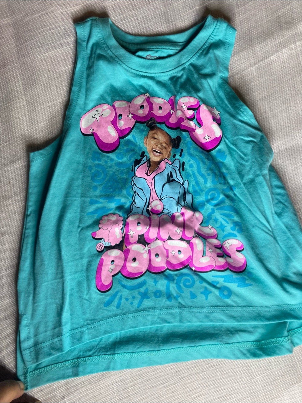 Nickelodeon Turquoise and Pink 'Pink Poodles' Graphic Tank